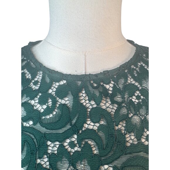 ZARA Small Forest Green Lace Bell Sleeve Blouse - Picture 5 of 13